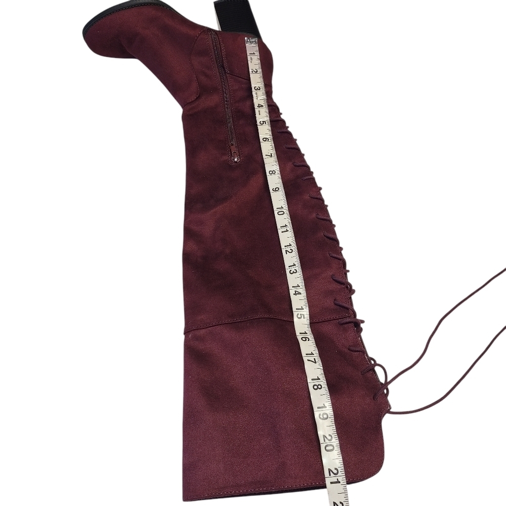 Soda Burgandy Faux Suede Over The Knee Boots High Heels Boots Size 7.5 New - Picture 10 of 14